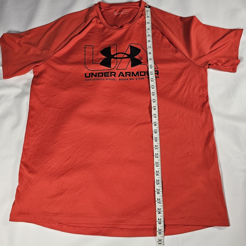 Under Armour‎ UA Logo T-Shirt Men's XL Red Loose Fit Short Sleeve Athletic Tee - Picture 11 of 12